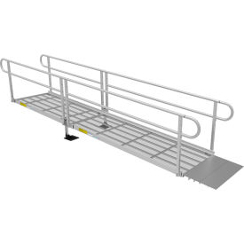 Wheelchair Ramp Kit, 14FT, 36" Use W, Expanded Metal, Two-Line Handrail, 3/PK