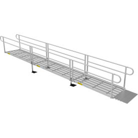 Wheelchair Ramp Kit, 22FT, 36" Use W, Expanded Metal, Two-Line Handrail, 3/PK
