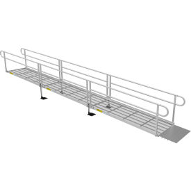 Pathway 3G Wheelchair Ramp Kit, 24FT, 36" Use W, Expanded Metal, Two-Line Handrail, 3/PK