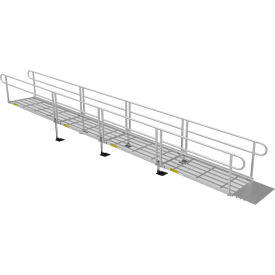 PATHWAY 3G Wheelchair Ramp Kit, 26FT, 36" Width, Expanded Metal, Two-Line Handrail, 3/Pack