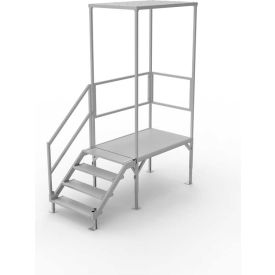 FORTRESS OSHA Stair System 27.5"-42.5"H Adj. with Canopy, 40-1/2"W x 99"L Fully Assembled