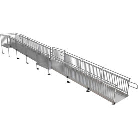 Code Compliant Wheelchair Ramp Kit, 34' X 48"W, Guards, 3/PK