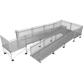 Pathway HD Code Compliant Wheelchair Ramp Kit, 36' X 48"W Turnback, Guards, 3/PK