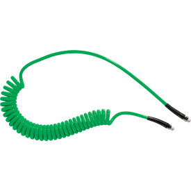 Polyurethane Spiral Hose Green 20' with Non-Scratch Fittings and 1/4" MNPT THD Connections