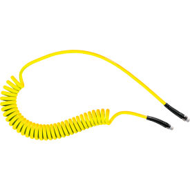 Polyurethane Spiral Hose Yellow 20' with Non-Scratch Fittings and 1/4" MNPT THD Connections