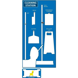 Cleaning Station Shadow Board, Blue/White, 72 X 36, Industrial Grade Aluminum