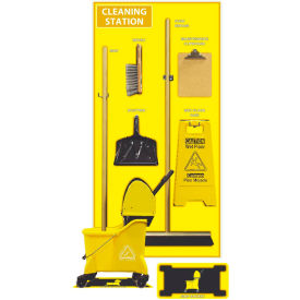 Cleaning Station Shadow Board, Combo Kit, Yellow/Black, 72 X 36, Composite