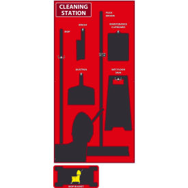 Cleaning Station Shadow Board, Red/Black, 72 X 36, Industrial Grade Aluminum