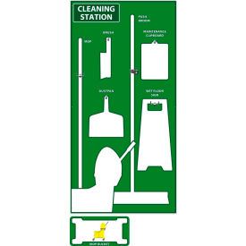 Cleaning Station Shadow Board, Green/White, 72 X 36, Industrial Grade Aluminum