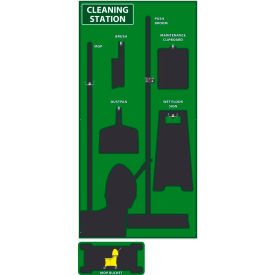 Cleaning Station Shadow Board, Green/Black, 72 X 36, Industrial Grade Aluminum