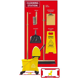 Cleaning Station Shadow Board, Combo Kit, Red/White, 72 X 36, Aluminum