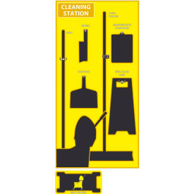 Cleaning Station Shadow Board, Yellow/Black, 72 X 36, General Purpose Composite