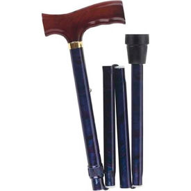 Folding Cane, Derby Handle Walking Stick, Adjustable Collapsible Foldable, Blue Cyclone
