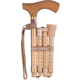 Adjustable Folding Walking Cane, 32 to 37 inches, Engraved Pearl Gold