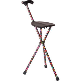 Folding Walking Cane and Walking Stick with Seat, 220 pounds capacity, Bubbles