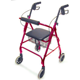 Freedom Lightweight Folding Aluminum Rollator Walker, Burgundy