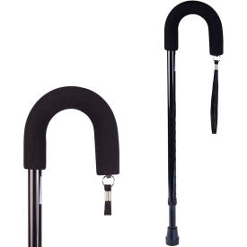 Adjustable Cane with Comfort Grip Handle and Strap, Black