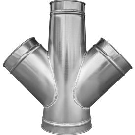 US Duct Clamp Together Double Branch, 45 degree, 6" Diameter, Galvanized, 18 Gauge