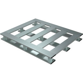 Heavy Duty Skid Bottom Open Deck Half Pallet, Aluminum, 4-Way, 36" x 24", 4000 Lb Static Capacity