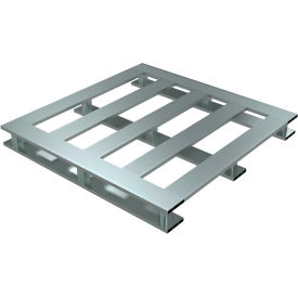 Heavy Duty Skid Bottom Open Deck Half Pallet, Aluminum, 4-Way Entry, 48"x24", 4000 Lb Static Cap