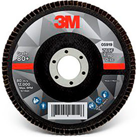 Flap Disc, T27, 5" x 7/8 in, 80+ YF-weight, 10 Per Case