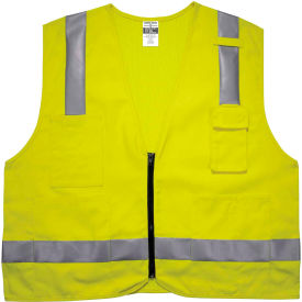 4XL/5XL Lime Hi-Vis FR Surveyor Vest - Class 2 NFPA 70E Mesh