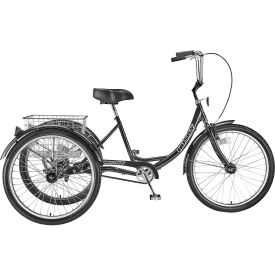 T-326 Industrial Tricycle, 26" Wheels, 600 Lb. Capacity, Black w/ Basket