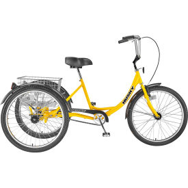 T-326 Industrial Tricycle, 26" Wheels 600 Lb. Capacity, Yellow w/ Basket