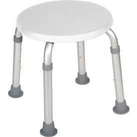 Adjustable Height Bath Stool, 13" Diameter Seat, 13.5"- 21" Height, White