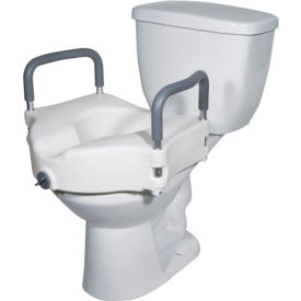 Elevated Raised Toilet Seat with Removable Padded Arms, Standard Seat