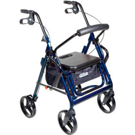 Duet Transport Wheelchair Chair Rollator Walker, Blue, 8" Casters