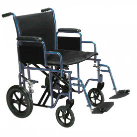 Bariatric Heavy Duty Transport Wheelchair, 20" Seat Width, Blue Frame