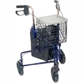 Deluxe 3-Wheel Aluminum Rollator with 7.5" Casters, Flame Blue