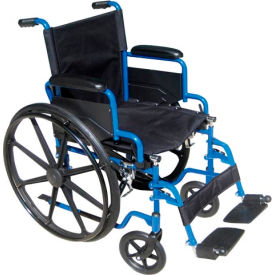 Blue Streak Wheelchair with Flip Back Desk Arms, Swing Away Footrests, 18" Seat