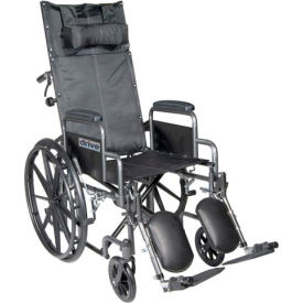 18" Silver Sport Full-Reclining Wheelchair, Detachable Desk Arms, Elevating Legrests
