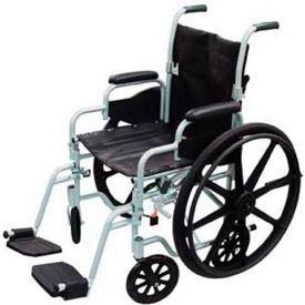 Poly-Fly High Strength Lightweight Wheelchair/Transport Chair Combo, 18"W Seat, Silver Frame