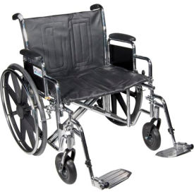 24" Extra Heavy Duty Wheelchair, Detachable Desk Arm, Swing-away Footrests