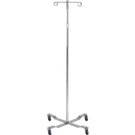Economy Removable Top IV Pole, Chrome Plated Steel, 2 Hook, 40"- 82" Height
