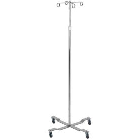 13029 Economy Removable Top IV Pole, Chrome Plated Steel, 4 Hook, 40"- 82" Height
