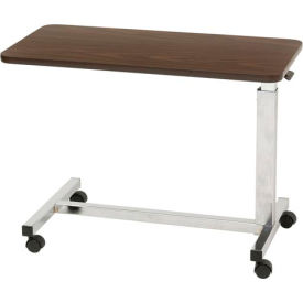 Low Height Overbed Table, 15" x 30" Tabletop, 19.5"- 27.5" Height, Walnut