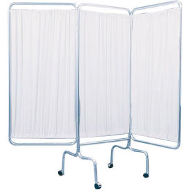 3-Panel Patient Privacy Screen, White Vinyl Panels and 1" Dia. Aluminum Tubing