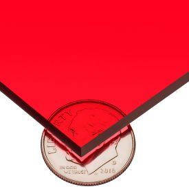 12"L x 12"W x 1/4" Thick, Red Cast Acrylic Sheet, USA Made