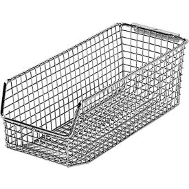 Wire Mesh Hang & Stack Bin, 11"L x 4-3/4"W x 4"H, Chrome