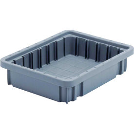 Dividable Grid Container, 10-7/8"L x 8-1/4"W x 2-1/2"H, Gray, Polypropylene