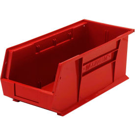 Ultra Series Hang & Stack Bin, 18"L x 8-1/4"W x 7"H, Red, Polypropylene, 4 Slots