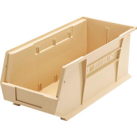 Ultra Series Hang & Stack Bin, 18"L x 8-1/4"W x 7"H, Ivory, Polypropylene, 4 Slots