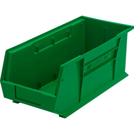 Ultra Series Hang & Stack Bin, 18"L x 8-1/4"W x 7"H, Green, Polypropylene, 4 Slots