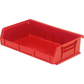 Ultra Series Hang & Stack Bin, 7-3/8"L x 11"W x 3"H, Red, Polypropylene, 3 Slots