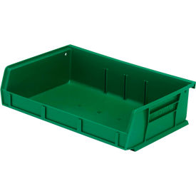 Hang & Stack Bin, 7-3/8"L x 11"W x 3"H, Green, Polypropylene, 3 Slots