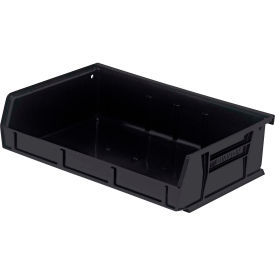 Ultra Series Hang & Stack Bin, 7-3/8"L x 11"W x 3"H, Black, Polypropylene, 3 Slots